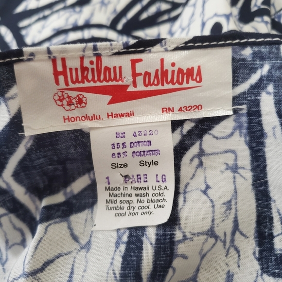 Vintage 70s HUKILAU FASHIONS Hawaiian Floral Tiki Sarong Wrap Dress Blue/Black - Picture 12 of 12